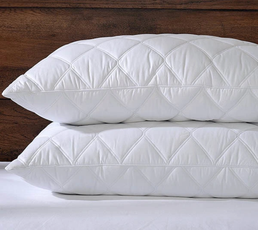Luxury Pillow 2 Pack With Quilted Cover Hotel Quality Bed Pillows Soft Down Alternative Filled Best for Side, Stomach and Back Sleeper - seventhstitch