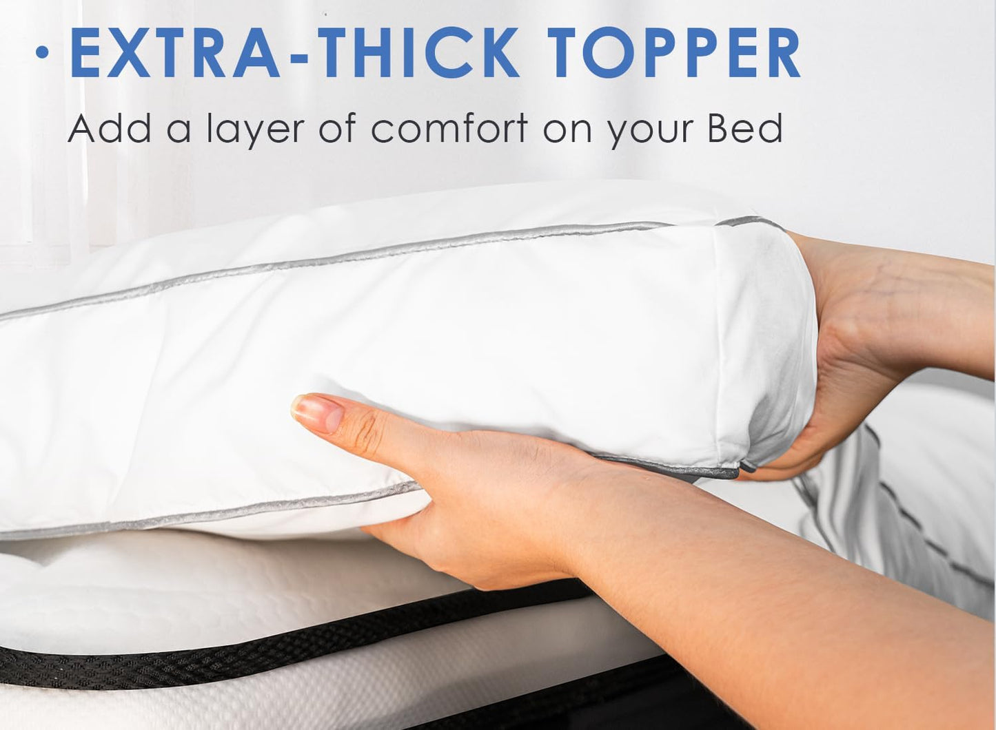 Luxury Mattress Topper Extra Deep Sleep Filling 4 inches /10cm 1000 GSM Hotel Quality Super Soft Topper