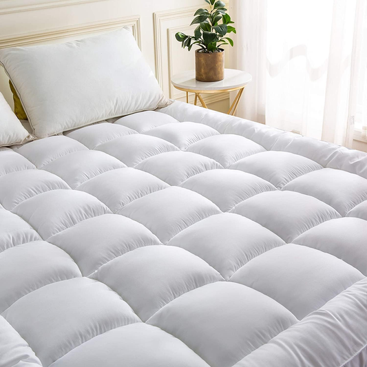 Mattress Topper Extra Deep Filling 10cm Thick Quilted Fluffy Single Double King SuperKing Size - seventhstitch