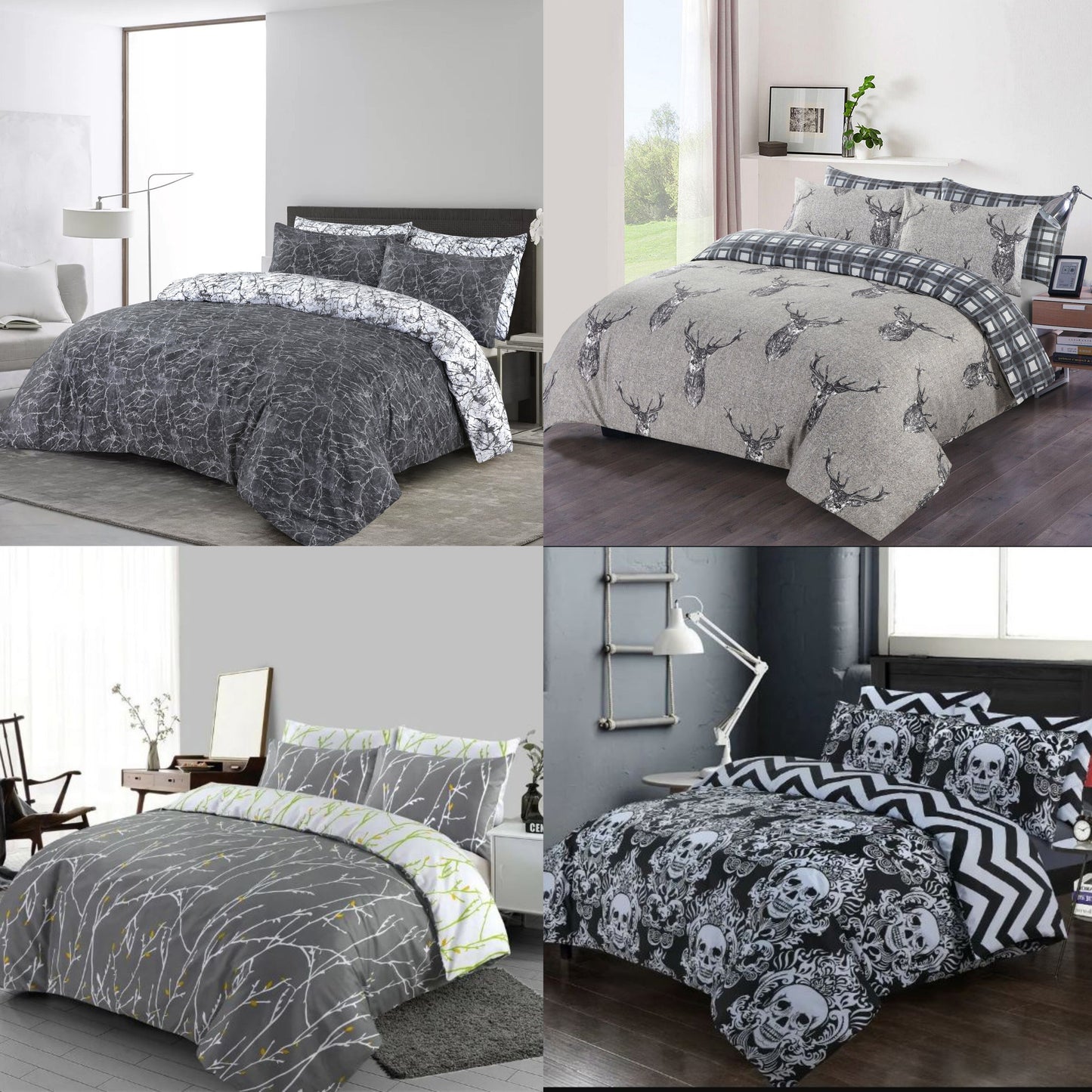 Reversible Duvet Cover Set 100% Cotton 200TC Printed Bedding Sets Double Super King Size