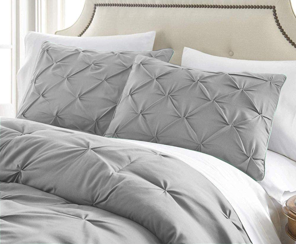 Pintuck Duvet Cover 100% Egyptian Cotton Single Double King Super King Size Bedding Set - seventhstitch