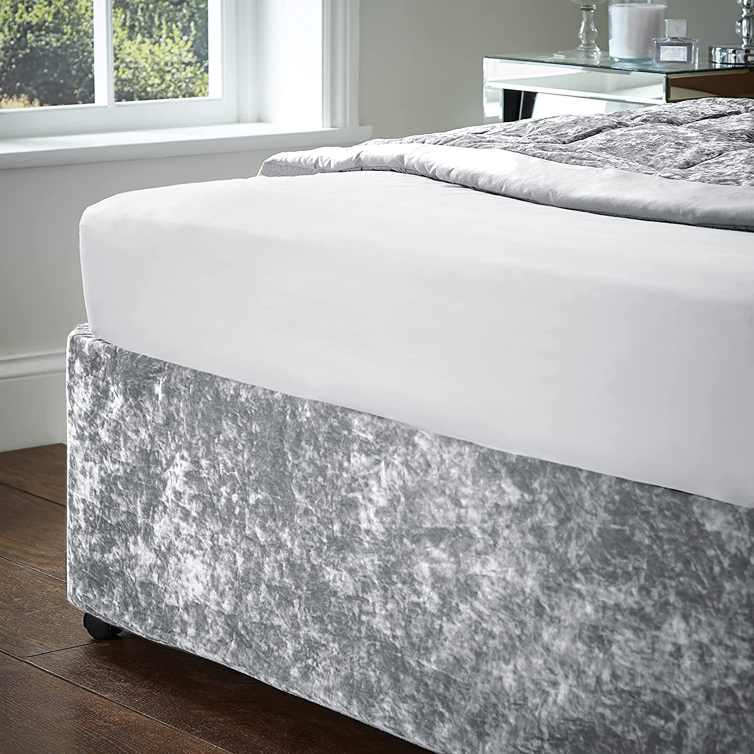 Velvet Divan Bed Base Valance Wrap Frame Cover Single, Double, Super King Size - seventhstitch